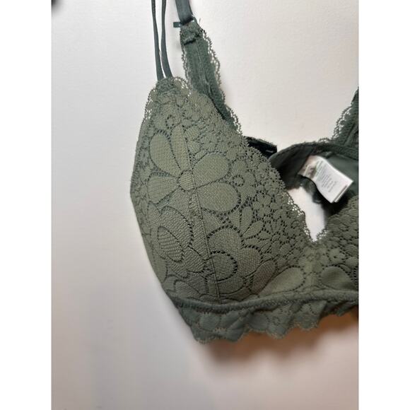 Brand New Offline by Aerie Women's 34C Green Floral Lace Wireless Bra - Picture 3 of 8